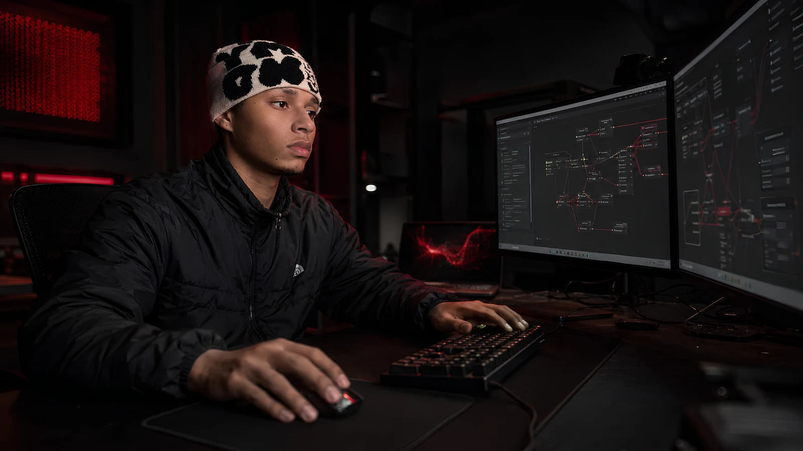 Griffey operating the AI persona workflow across multiple screens